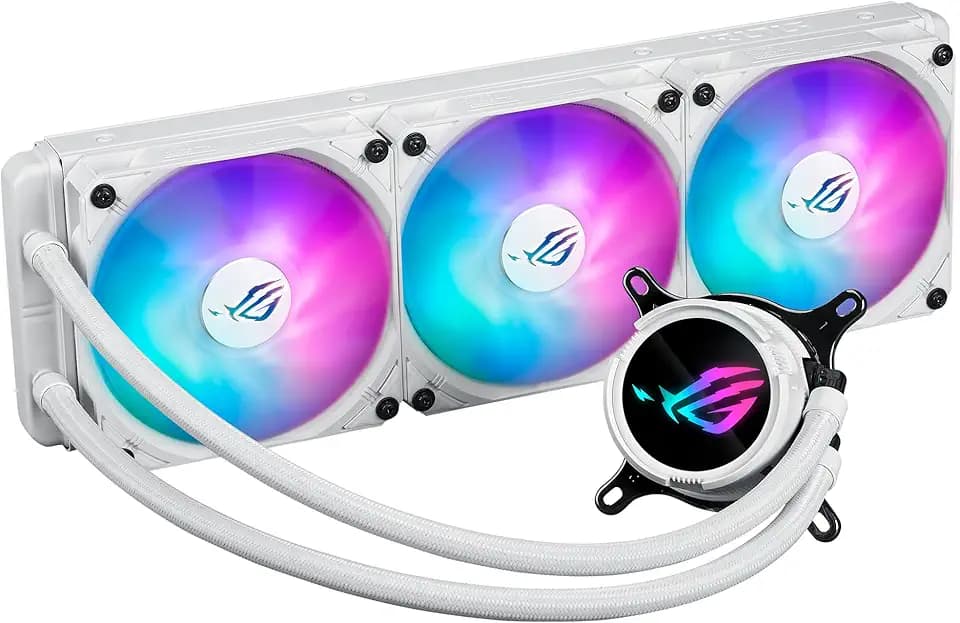 ASUS ROG Strix LC III 360 ARGB LCD White Edition All-in-one CPU Liquid Cooler - Intel LGA 1700, 1200, 115X - AMD Socket AM4, AM5 – with 2.1" IPS LCD, Asetek’s New Gen7 v2 Pump, 6 Year Warranty