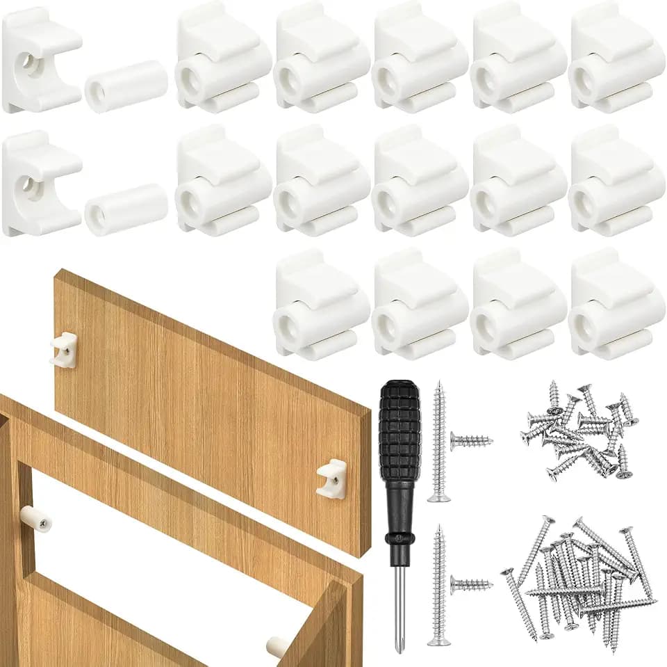 Juexica 16 Pairs False Cabinet Front Clip False Drawer Clips, White