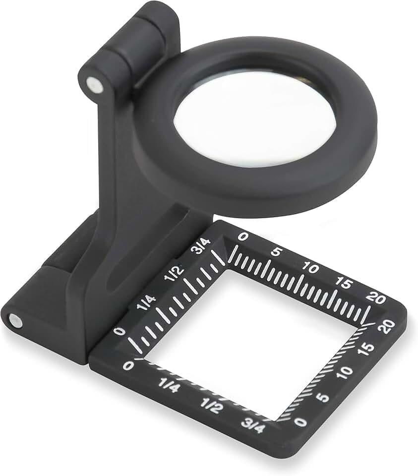 Carson LT-60 Metal LinenTest 6,5x Taschen Klapplupe und Fadenzähler aus Metall zur Nahtkontrolle, für Handarbeit, Wolle, Textil, Stoff, Schmuck