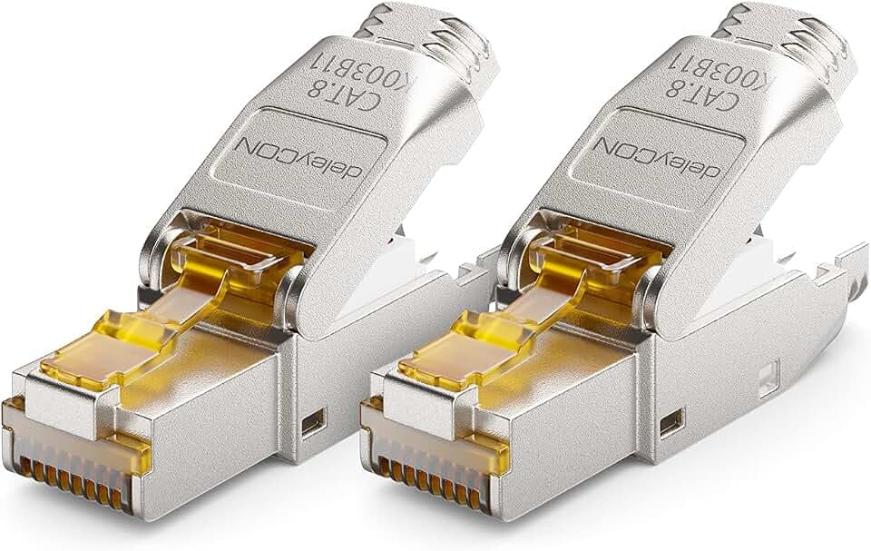 deleyCON CAT 8 Netzwerkstecker RJ45 werkzeuglos 40 Gbit/s, 2 Stück