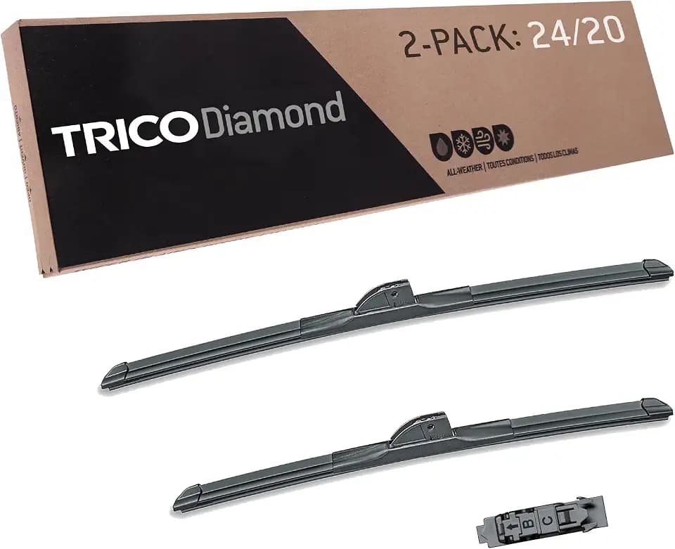TRICO Diamond 24" + 20" Super Premium Automotive Replacement Windshield Wiper Blades (Set of 2), Passenger and Driver Side All-Weather Beam Wiper Blades for Select Vehicle Models (Item #25-2420)
