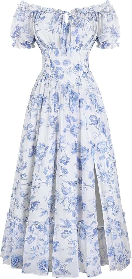 SCARLET DARKNESS Damen Sommer Korsett Kleid Blumen Boho Freizeitkleider