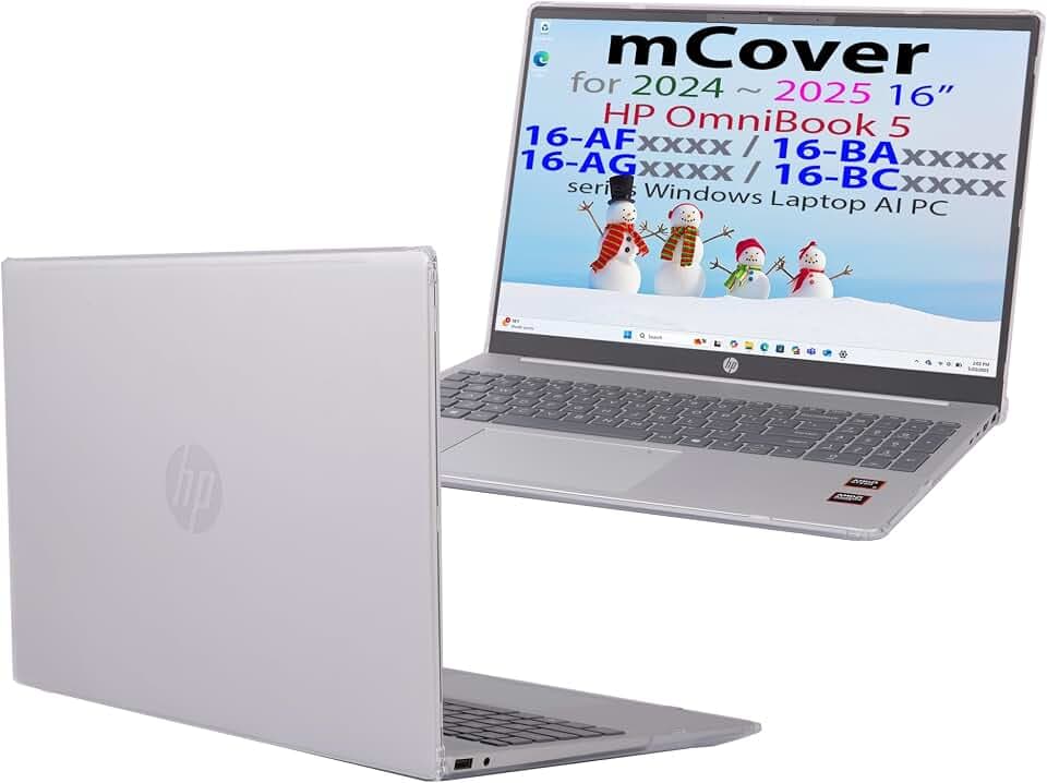 mCover Case ONLY Compatible for 16” 2024+ HP OmniBook 5 16-AF / 16-AG / 16-BAxxxx / 16-BCxxxx and Pavilion 16-AF / 16-AG0000 Series Windows AI Notebook PC (NOT Fitting Other HP Models)- Clear