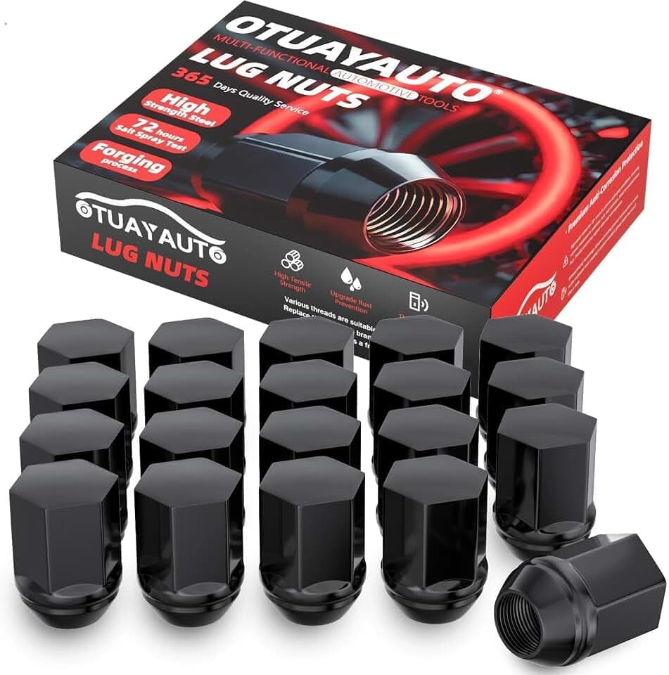 OTUAYAUTO M14x1.5 Lug Nuts, 20PCS Black OEM Factory Style, 22mm Hex