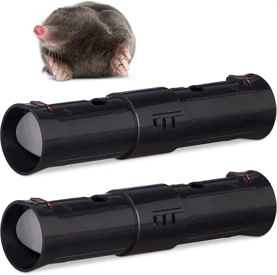Relaxdays Maulwurffalle, 2er Set, Lebendfalle für Maulwürfe, 2 Kontrollöffnungen, verstellbar, tierfreundlich, schwarz
