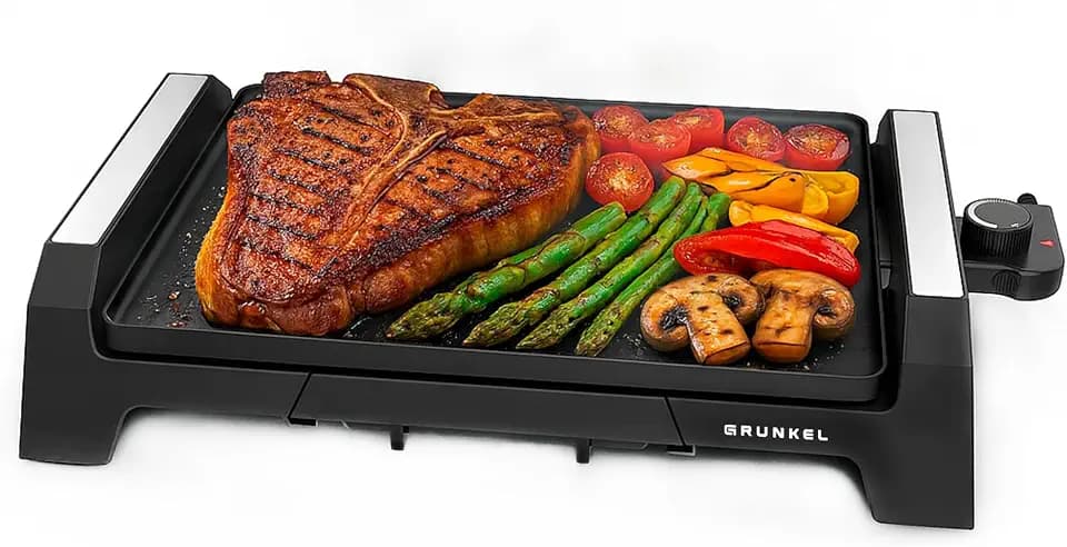 GRUNKEL bk-p36 – Barbecue (2000 W, Contact Grill, Electric, Table, Black, 356 mm)