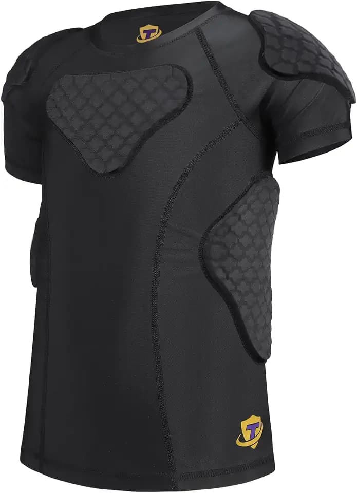 Padded Shirt Youth Boys Padded Compression Sports Protective T-Shirt Kids Rib Chest Guard for Football Baseball Basketball