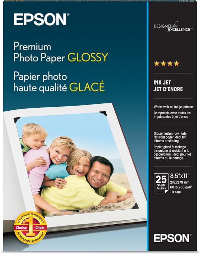 Epson Premium Photo Paper Glossy 8.5x11 25 sheets S042183