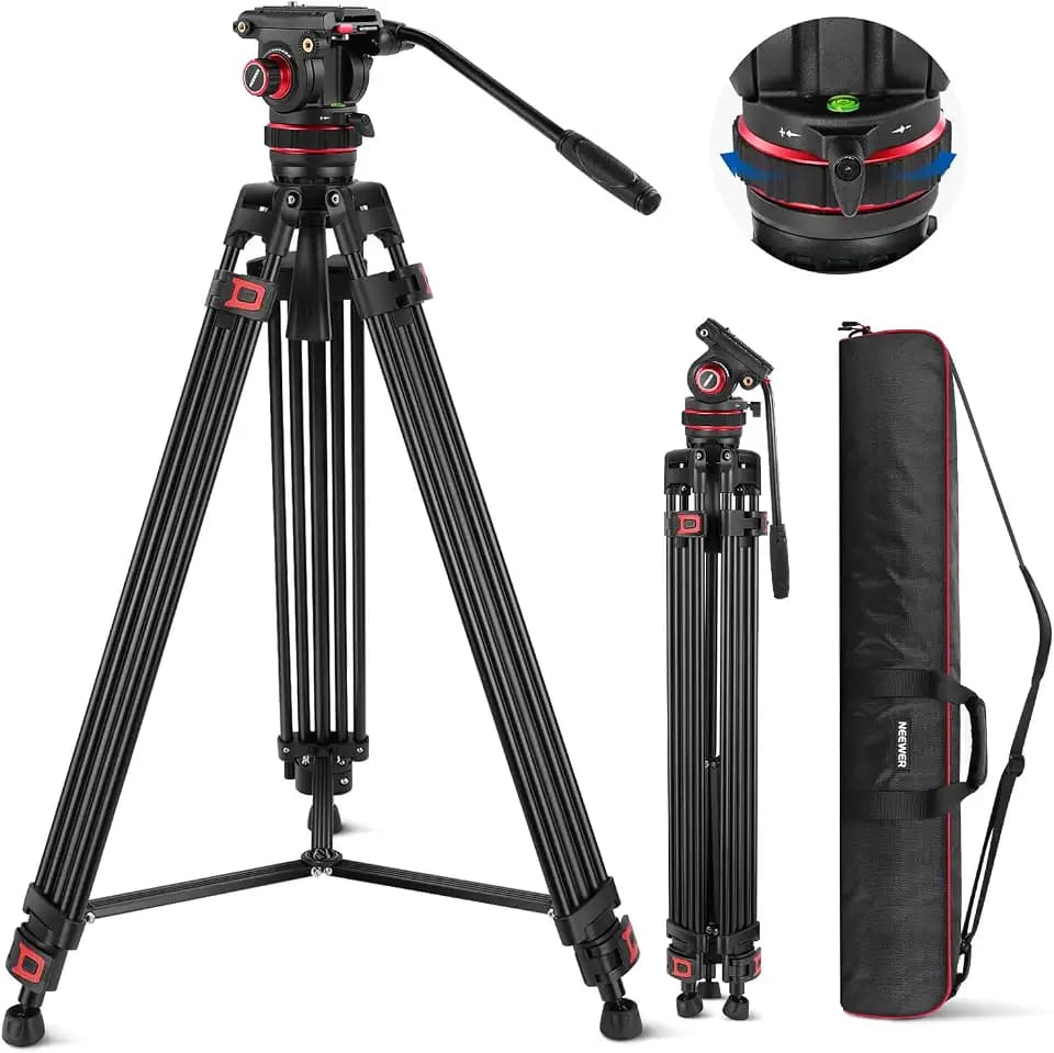 NEEWER 74" Video Tripod with Adjustable Damping Fluid Head, TP75