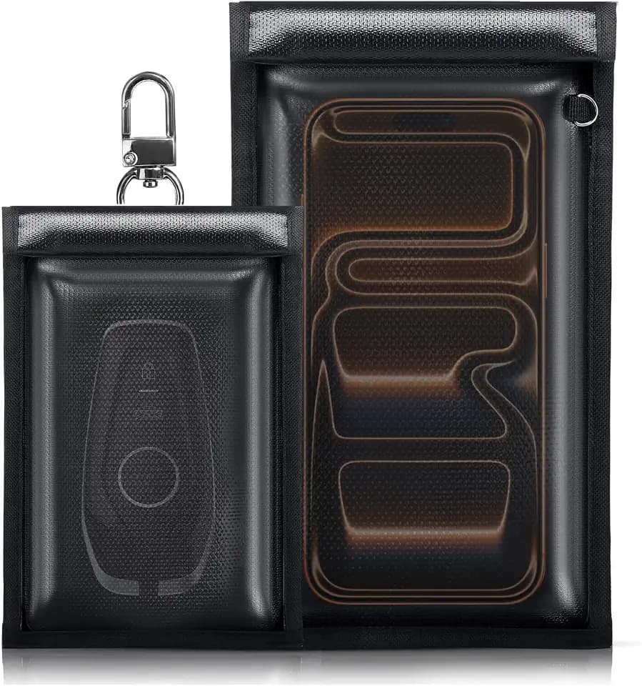 2 Pack Faraday Bag for Phone and Car Keys Black