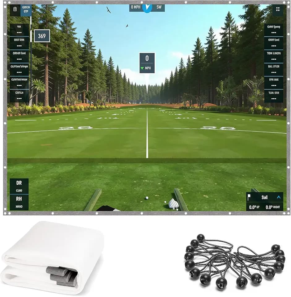 Golf Simulator Impact Screen, Triple Layer Design Launch Monitor Screen for Home & Garage Training, Easy Install Golf Projector Hitting Net for Indoor Practice