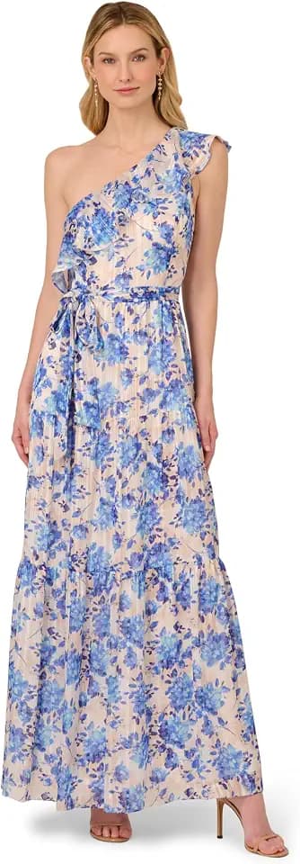 Adrianna Papell Women's Satin Stripe Ankle Dress