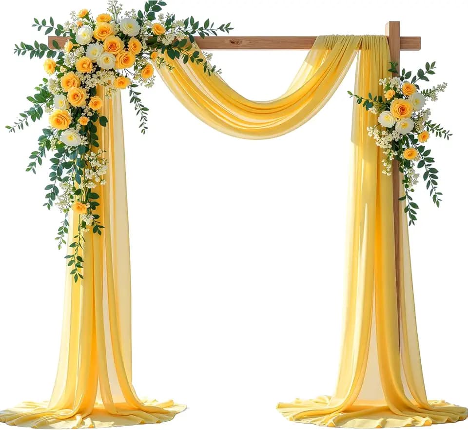 Shillance Yellow Wedding Arch Draping Fabric, 1 Pack 29" x 20FT Sheer Fabric Arch Drapery Curtain Backdrop Ceiling Drapes for Wedding Arbor Ceremony Canopy Birthday Party Decorations