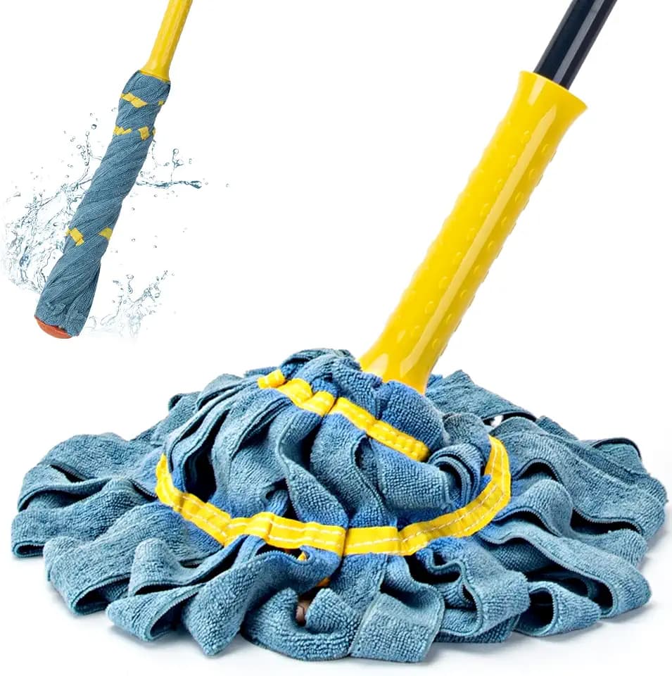 Self-Wringing Twist Mop for Floor Cleaning, Microfiber Cloth Floor mop, 57"