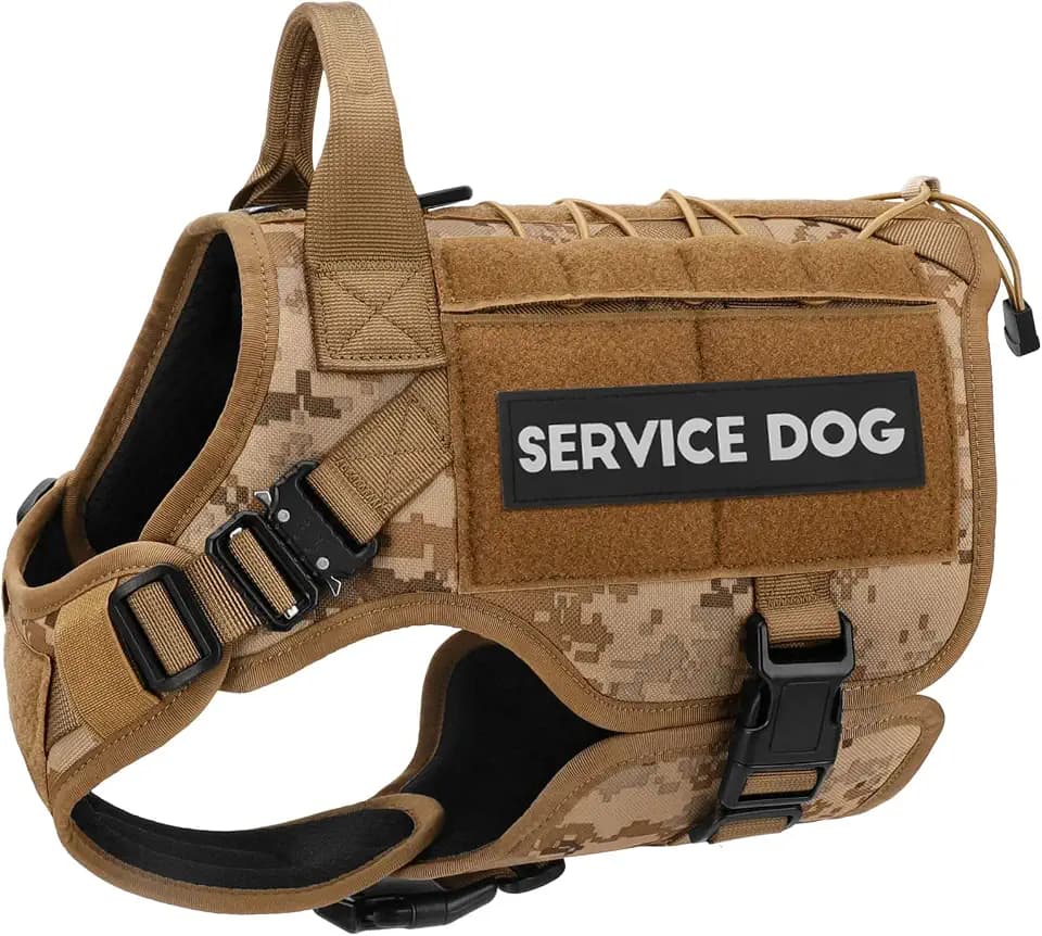 Petnanny Tactical Dog Harness Vest with Handle for Small Dogs Desert Camo S