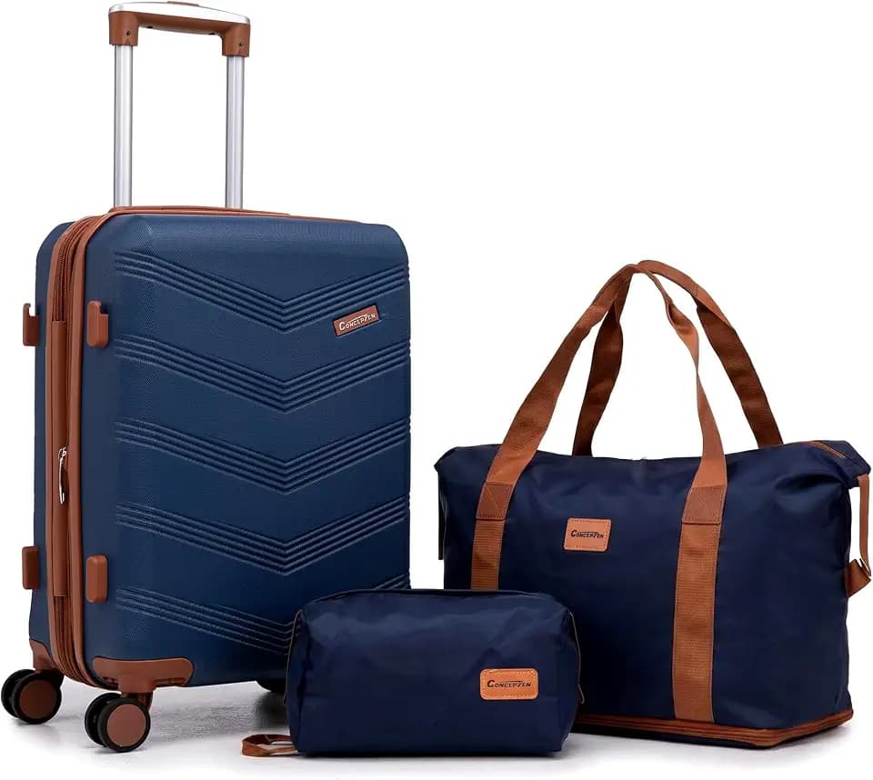 CONCEPTEN Expandable Carry on Luggage 3 Piece Suitcases with Spinner Wheels