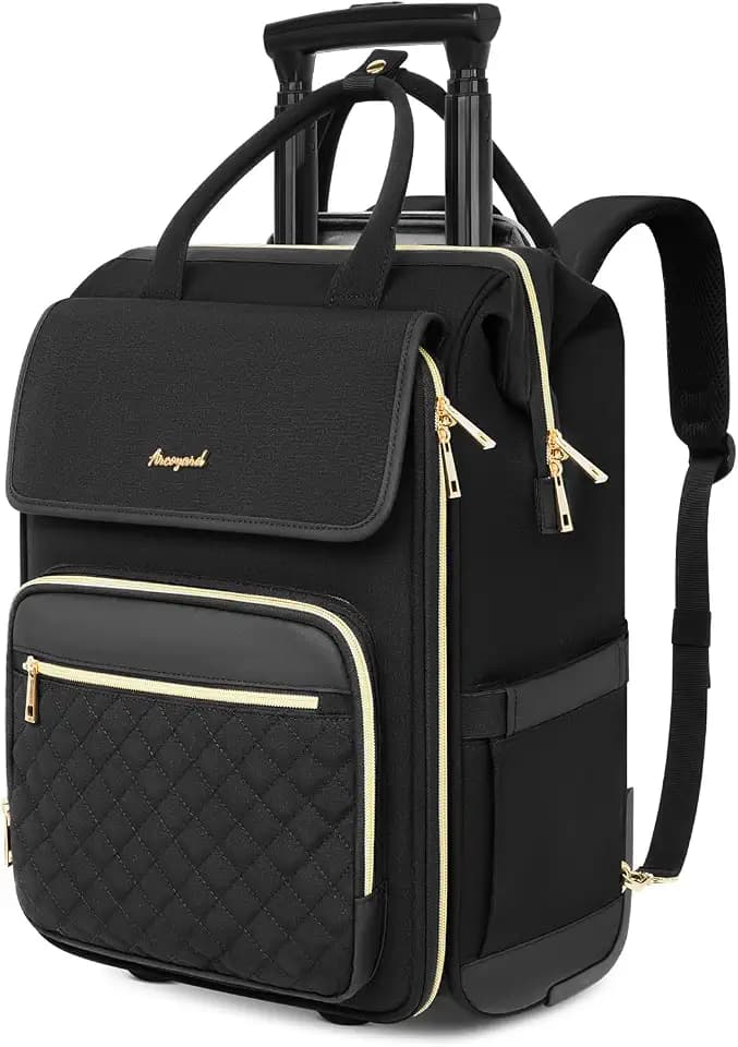 Arcoyard Rolling Backpack for Women, Travel Rolling Laptop Backpack with Wheels, Vertical & Horizontal Storage 2 In 1, Flip-Top Design, Water-Resistant Overnight College Underseat Carry on Luggage