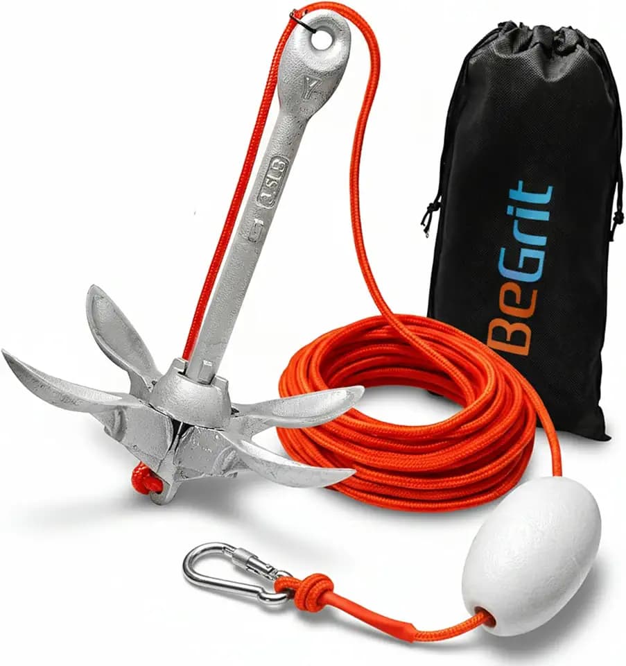BeGrit Verzinkt Anker Gusseisen Faltanker 1,5KG Ankerset (Silber)