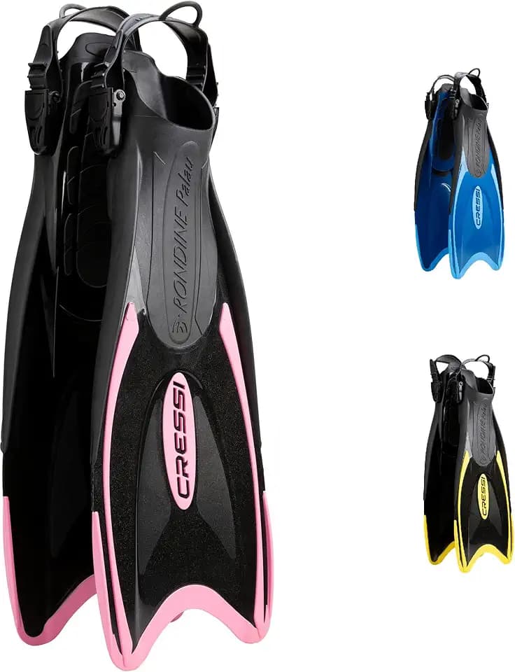 Cressi Palau Fins - Verstellbare Flossen für Kinder zum Schnorcheln und Schwimmen, Schwarz/Rosa Lange Flossen, XXS/XS (32/35)