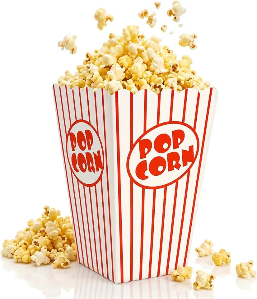 Bekith 100 Stück Open Top Popcorn Box, 16x10cm Popcorn Favor Boxen, gestreiftes Papier Süßigkeiten Container für Geburtstag Theater Thematische Parteien Film Nächte Karneval