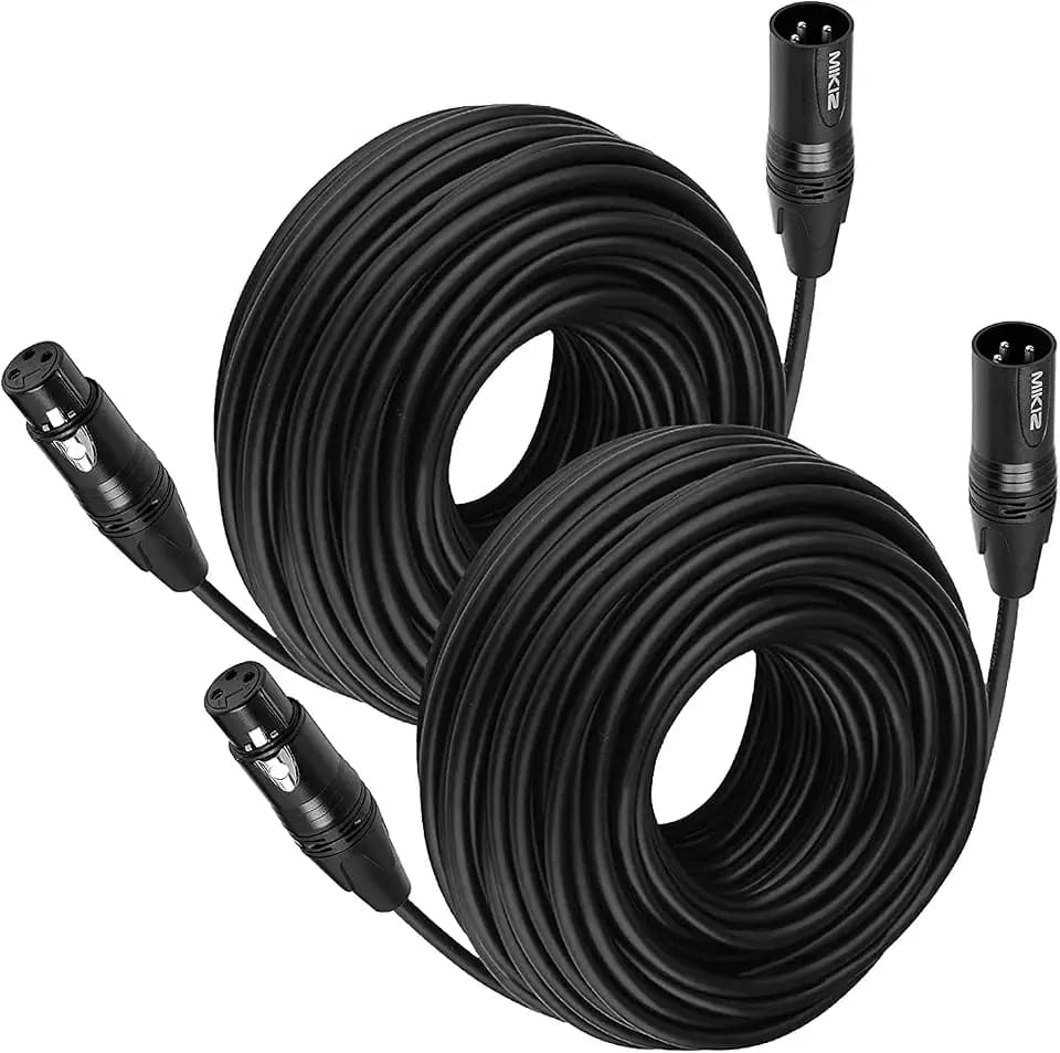 XLR Cables 100 Feet 2 Pack, Premium Microphone Cords