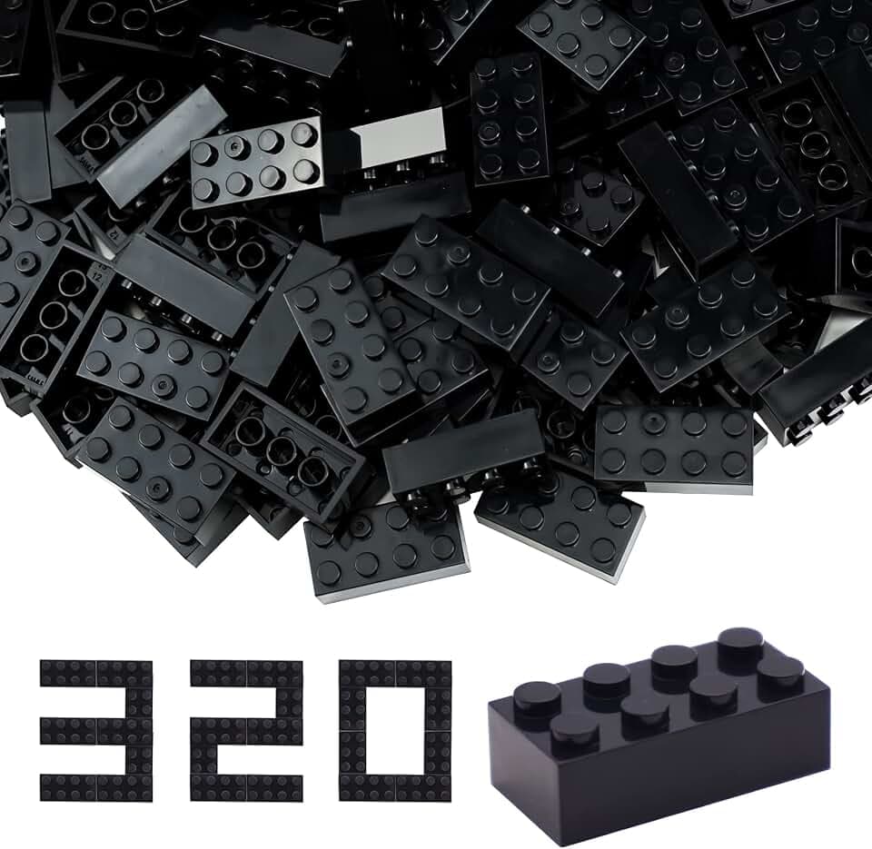 WYSWYG 320 Bausteine Steine, Hochwertig, Kompatibel, Bunt, für Kinder & MOC-Liebhaber-Schwarz