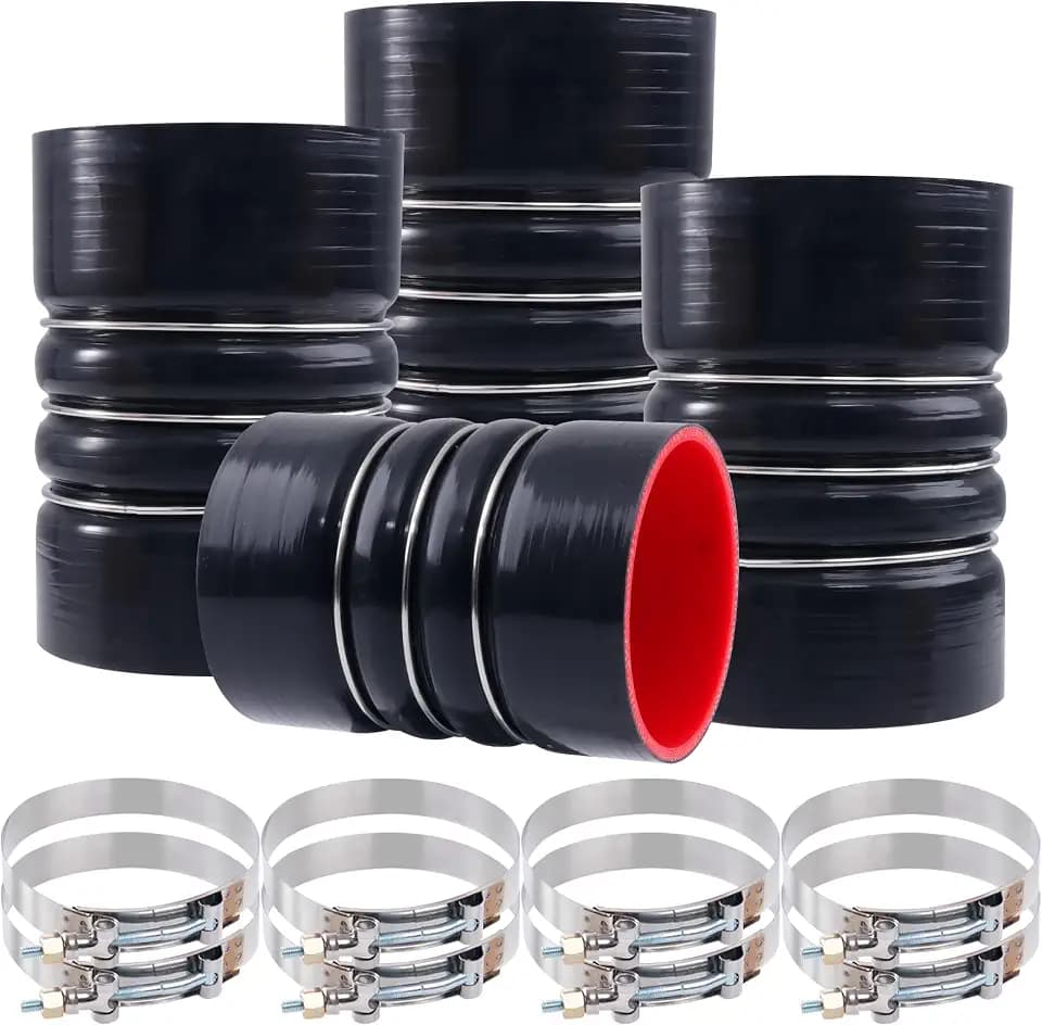 4" x 6" Silicone Charge Air Cooler Hump Hose with Clamp,4PCS Black