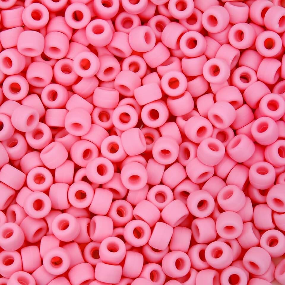 300PCs Silicone Pony Beads for Hair Braiding, Light Pink Colors 6 * 9mm Soft Kandi Foca Beads for Bracelet Making, Pens, DIY Crafts, Key Chains and Ornaments Decorations