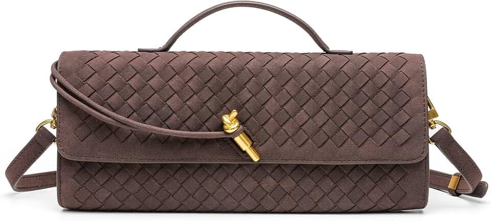 NEWBELLA Handwoven Women's Clutch Purse, Crossbody Bag with Adjustable Strap for Evening & Casual Use