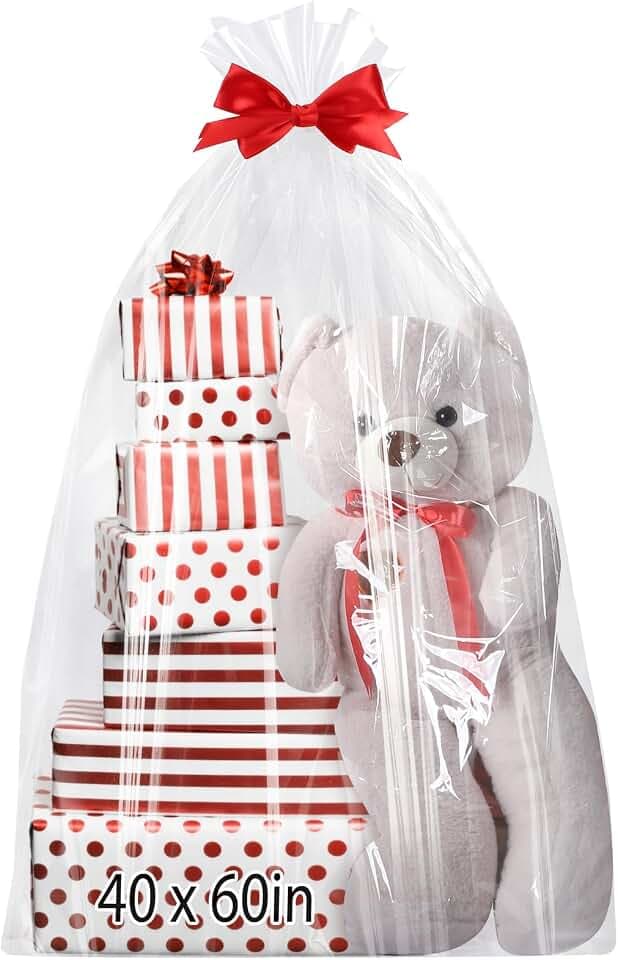 woric Extra Large Clear Cellophane Bags 40x60 Inch for Large Gift Baskets