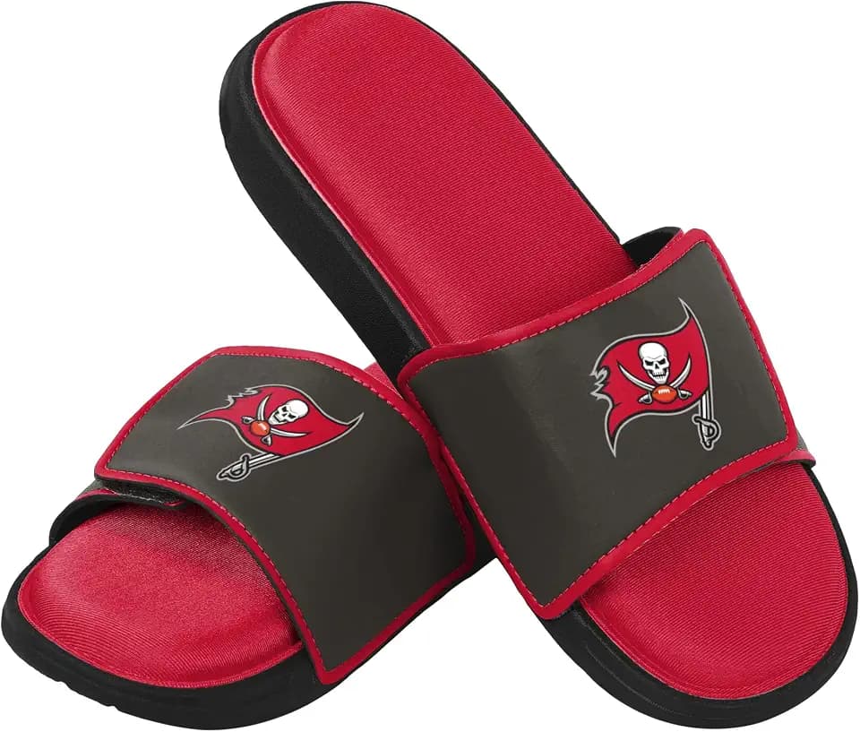 FOCO mens NFL Team Logo Sport Shower Foam Slide Flip Flop Sandals