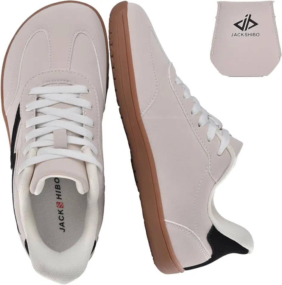 JACKSHIBO Barefoot Shoes Slip in Women Hands Free Wide Toe Box Arch Support Zero Drop Sneakers Slip on Minimalist Shoe Orthopedic Plantar Fasciitis with Metatarsal Pads and Detachable Flip Tongue