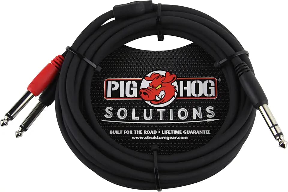 Pig Hog PYIC10 Dual TRS to 1/4 Insert Cable 10 Ft