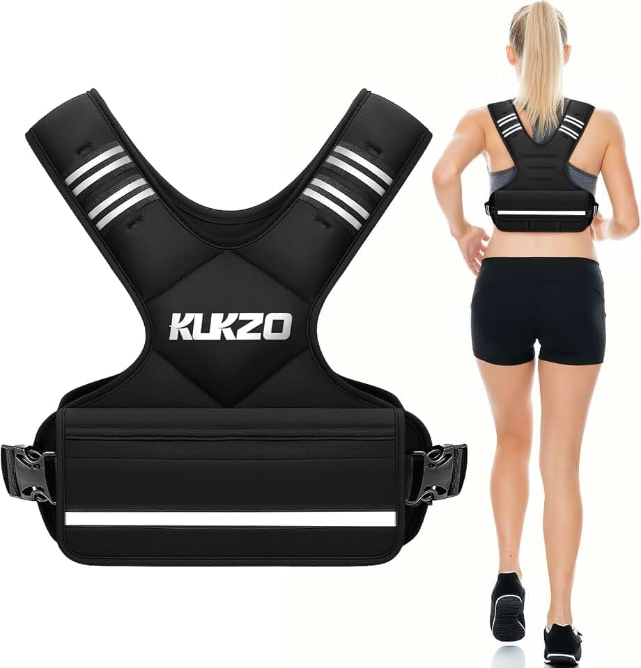 Adjustable Weighted Vest Women/Men, 6-12lb/12-18lb/20-32lb Weight Vest with 6 Ironsand Weights for Strength Training Rucking Running Walking Fitness Workout