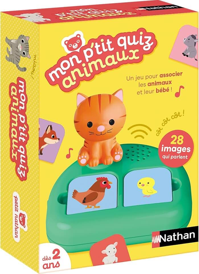 Nathan - Mein P' Quiz Tiere – Elektronisches Lernspiel – Lernen Sie Schreie, Babys und Tiere zu erkennen und zu kombinieren – Sprechen, Stellen Sie Fragen und beheben Sie alleine, ab 2 Jahren
