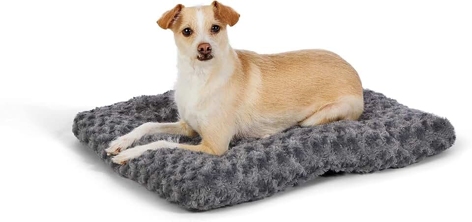 Amazon Basics Maschinenwaschbar Hundebett und Haustierbett für Hunde und Katzen - Waschbar und Strapazierfähig, Sehr Klein, 59 x 46 x 6 cm (L x W x H), Graue Wirbel