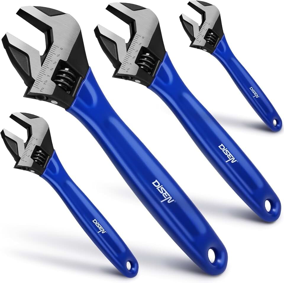 DISEN 4PCS Adjustable Wrench, 6,8,10,12 Inch Crescent Wrench