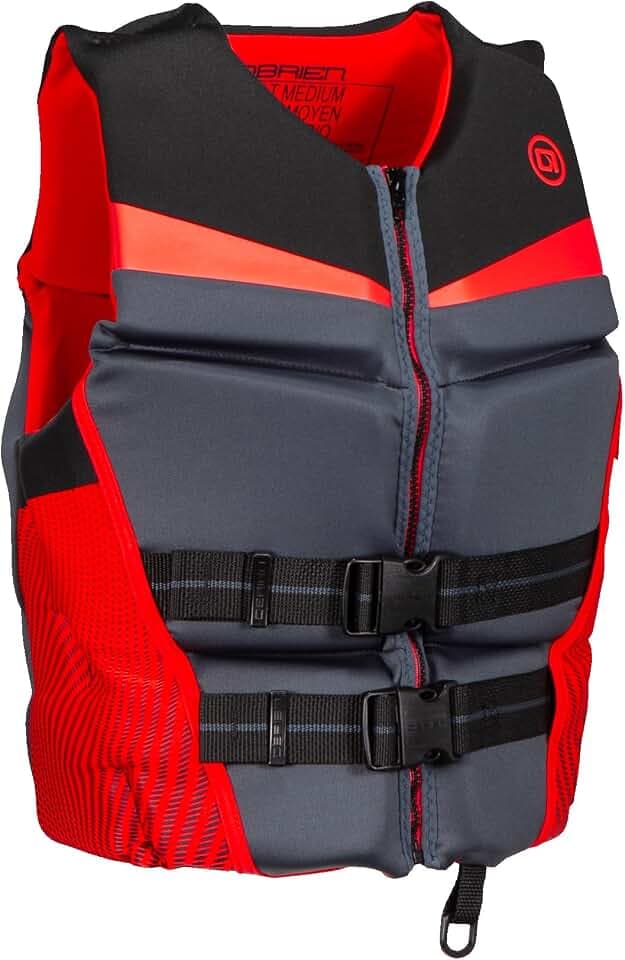 O'Brien Flex V-Back Life Jacket – Coast Guard Approved Adult Life Vest with Flex Fit Design, Lightweight Foam & Front Zip Closure for Watersports, Boating, and Jet Skiing
