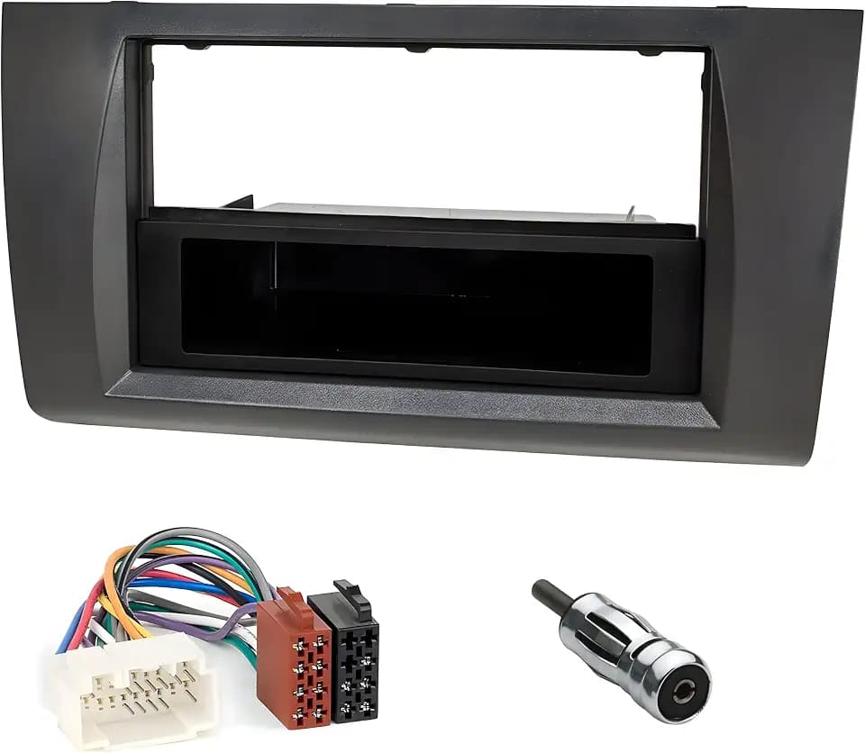 Sound Way 1 DIN / 2 DIN Autoradio Radioblende RadioRahmen, ISO-Verbindungskabel, Antennenadapter kompatibel mit FIAT, Peugeot, Citroen, Suzuki