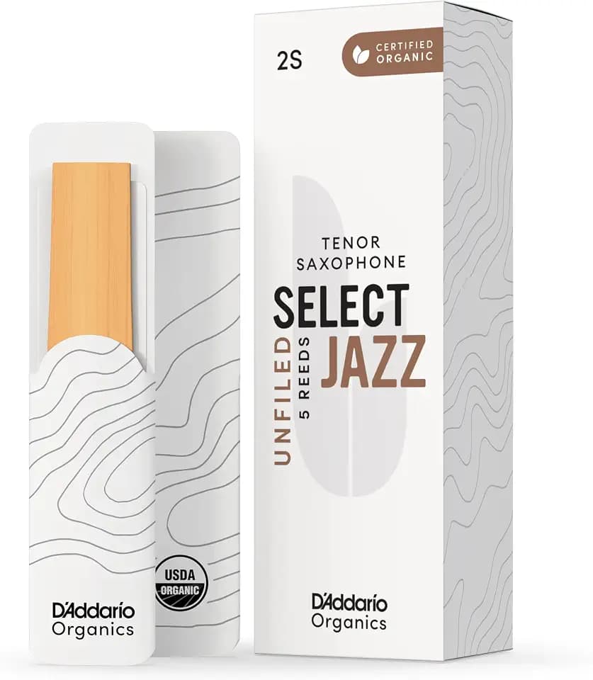 D'Addario Organic Select Jazz Unfiled Tenor Sax Reeds 2 Soft, 5-Pack
