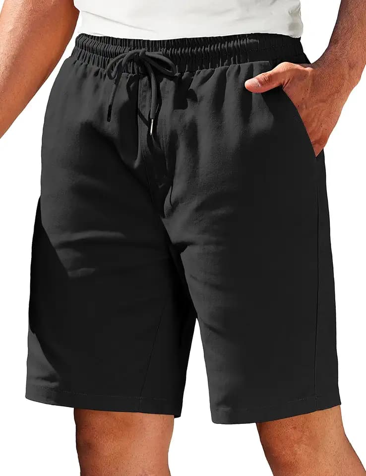 COOFANDY Herren Shorts Sommer Kurze Hosen Baumwolle Sommerhose Kurze Freizeithose mit Gummizug Strandhose Elastische Taille Casual Shorts