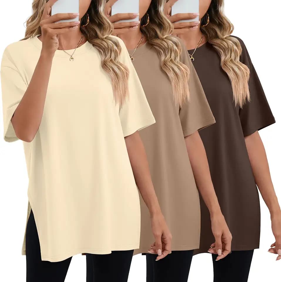 Huukeay 3 Pack Women's Oversized T Shirts Workout Tops