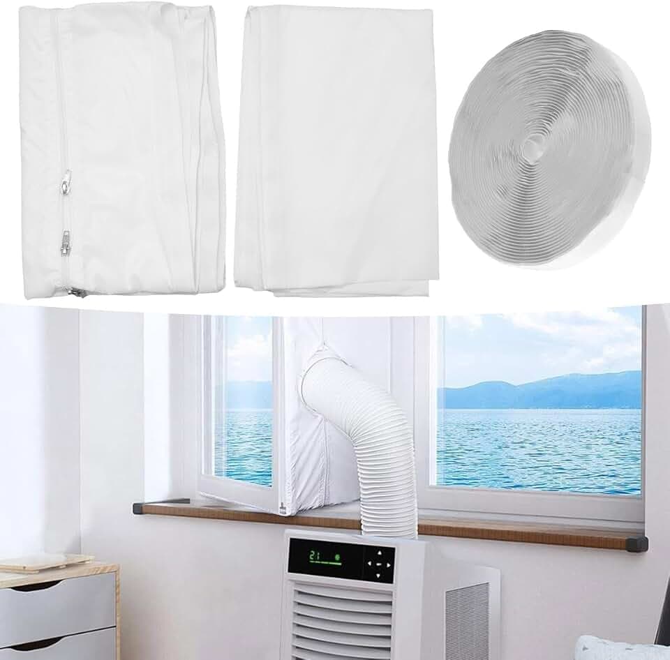 Hoypeyfiy Fensterabdichtung, Praktisches Klimatisierungszubehör für Tragbare Klimageräte und Rollfenster, 230cm x 2