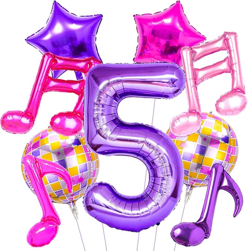 9 Pcs Kpop Birthday Decorations, Kpop Balloons Music Note Balloons
