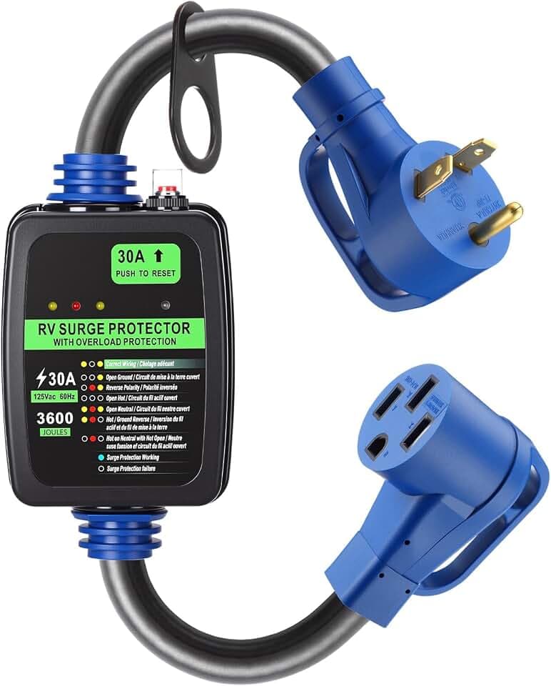 Kanayu 30 Amp to 50 Amp RV Adapter Cord, TT-30P to 14-50R Surge Protector