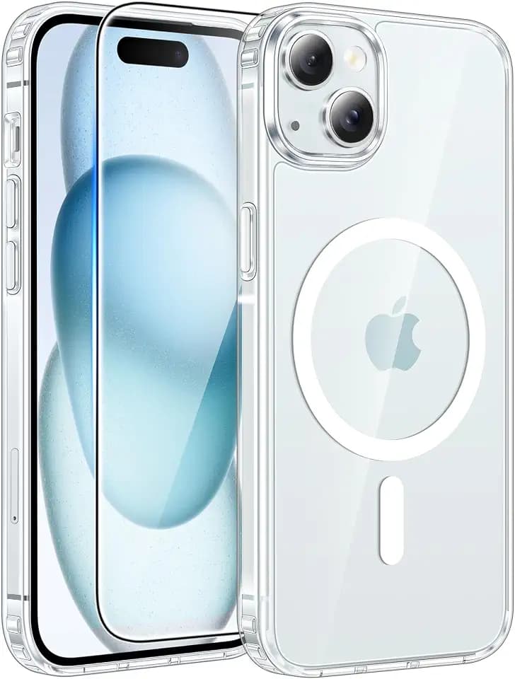 FNTCASE for iPhone 15/14 Plus Case Clear, Fit for Magsafe, Screen Protector
