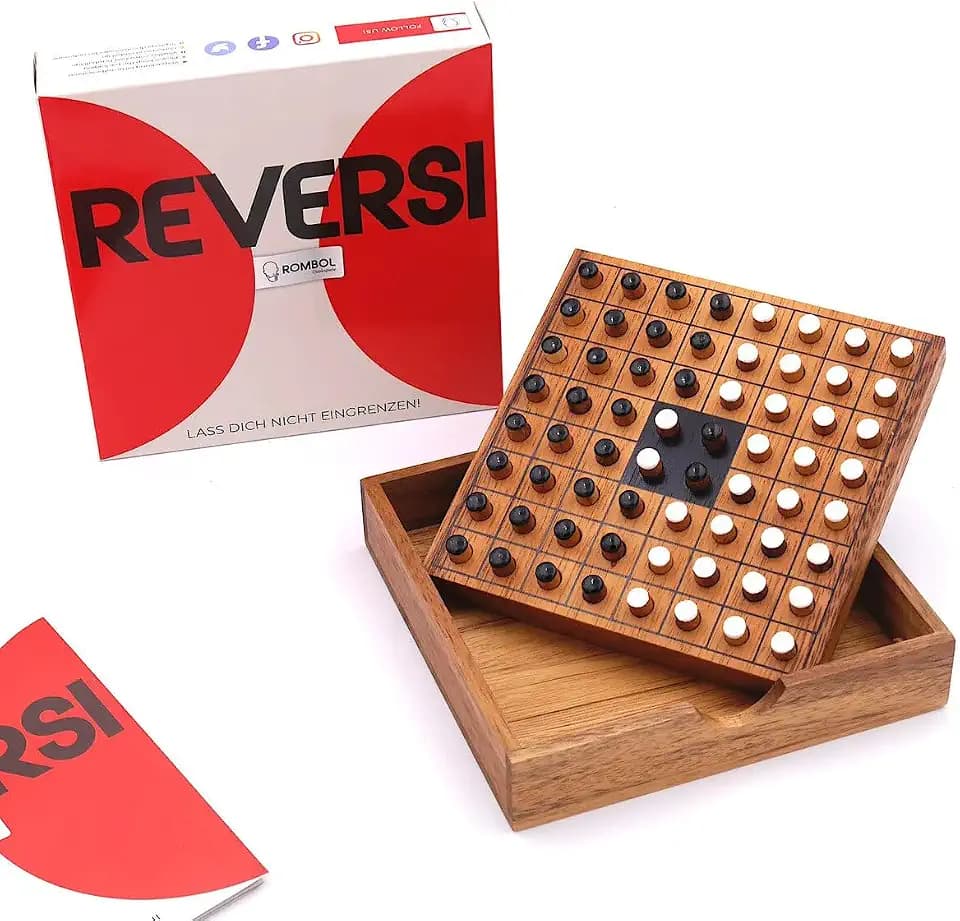Rombol Wooden Reversi Game - White and Black Pieces