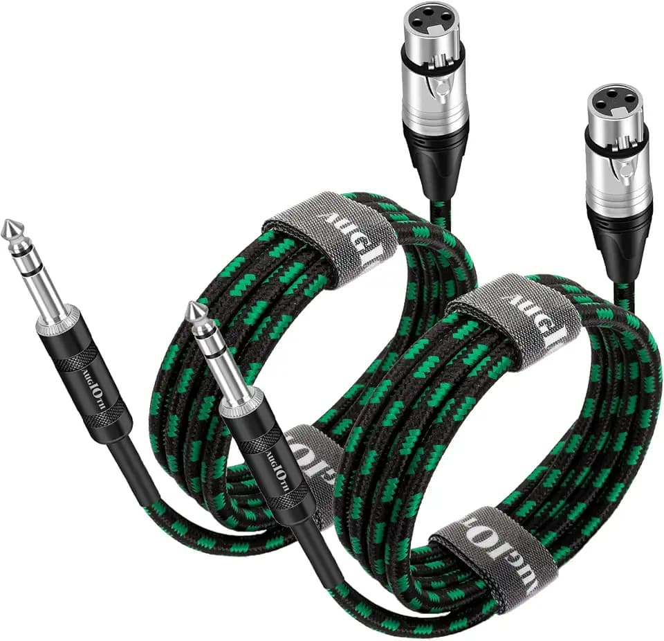 XLR Female to 1/4 Cable 3ft 1 Meter Green Braided