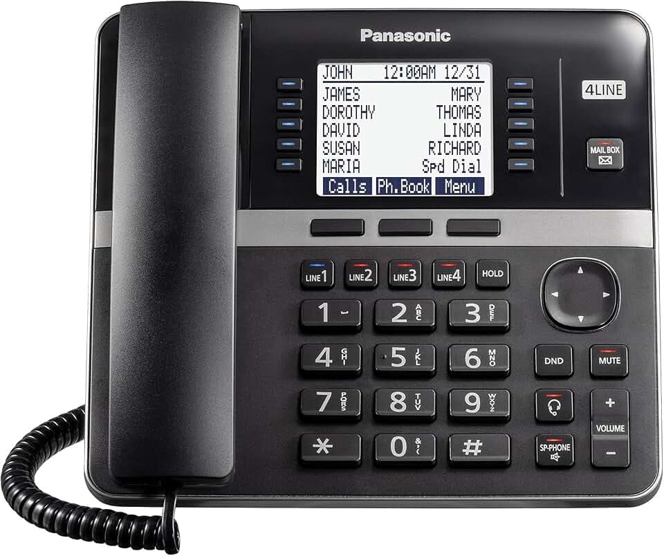 Panasonic Office Phone, Corded Extension Desk Phone Accessory to Connect Wirelessly to Expandable Base Station - KX-TGWA40B (Black)