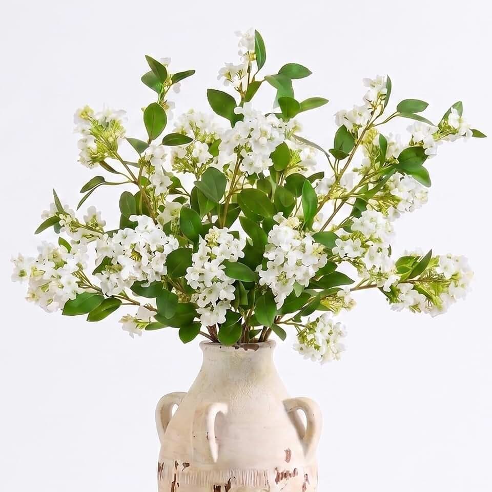 Somikis 6 Pcs 31" Fake White Flower Stems Artificial Greenery for Vase